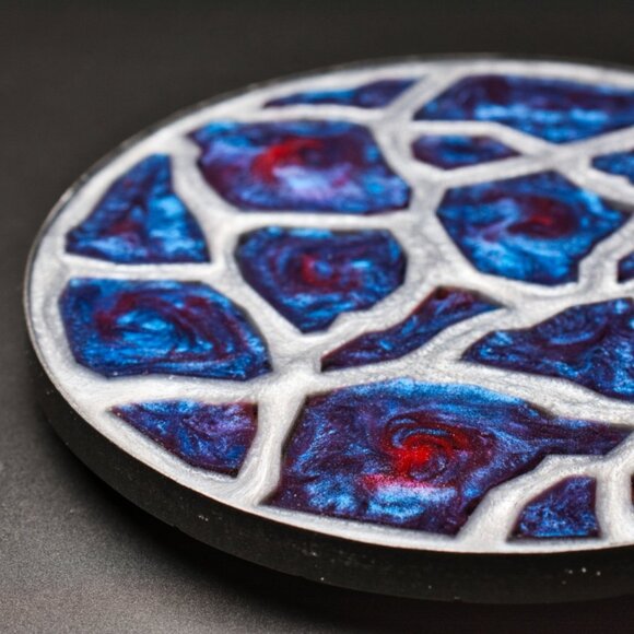 Geode Agate Vanity Tray in Blue Red and Silver | Jewelry Display Tray - Picture 4 of 5